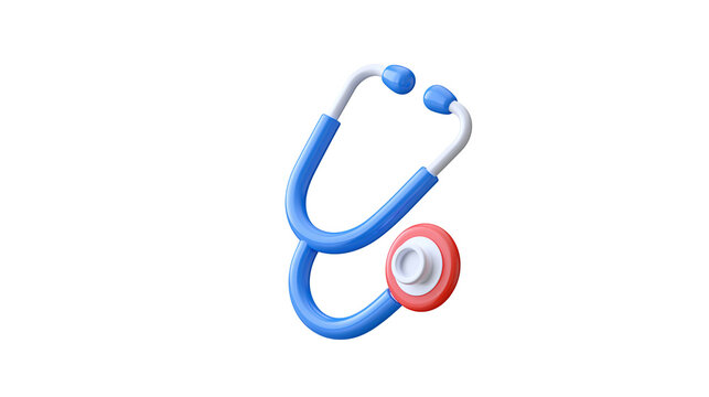 Clean modern 3D stethoscope icon with glossy minimal design in studio lighting sharp focus centered composition