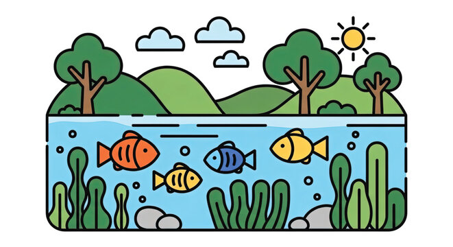 Colorful Fish Swimming in Water.