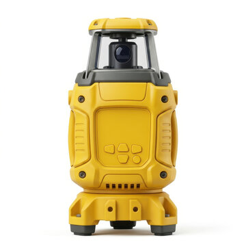 Yellow construction laser level with digital display for precise building alignment.