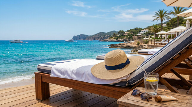 Sombrero de verano asociado al descanso y las vacaciones junto al mar.