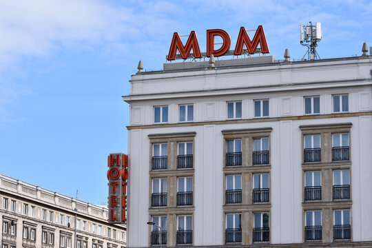 Hotel MDM City Centre with signage, logo, emblem on the facade. WARSAW, POLAND - APRIL 30, 2026