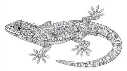 Naklejka premium Detailed monochrome illustration of a reptile on a plain white background