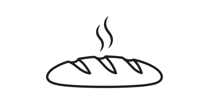 Simple line drawing of a hot baked loaf of bread with steam