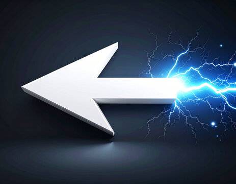 Lightning bolt graphic with a white arrow, illustration. AI