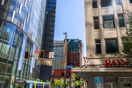 Skyscrapers and office buildings in the skyline in Pittsburgh Pennsylvania USA
