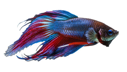 Fototapeta premium Vibrant Siamese fighting fish with flowing fins, isolated on transparent background