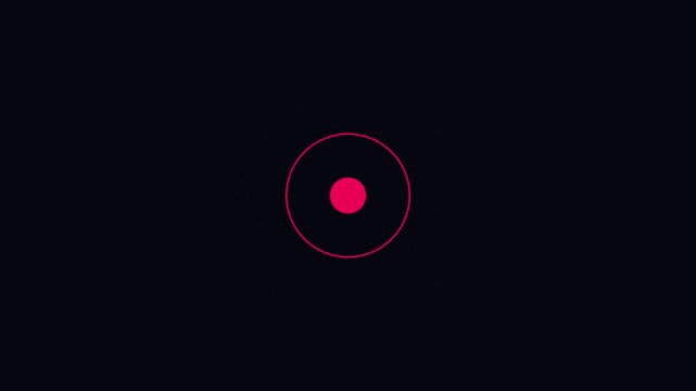 Abstract motion graphic animation of red circle pulsating on dark background loop.
