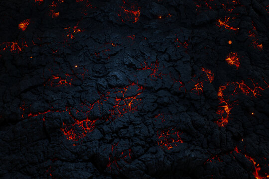 3D Rendering of a close-up shot of lava melting surface with magma