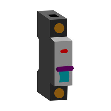 Isometric Circuit Breaker 3D Illustration: Electrical Safety Component