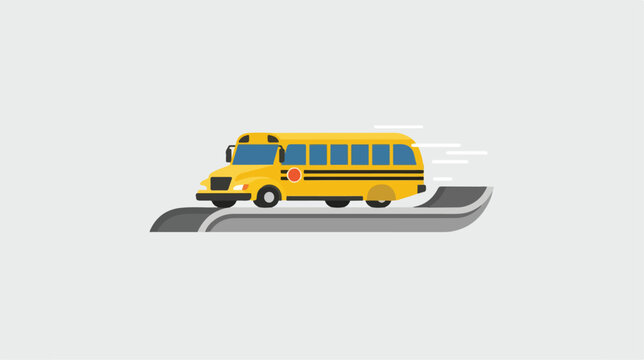 School bus on Hyperloop track vector illustration