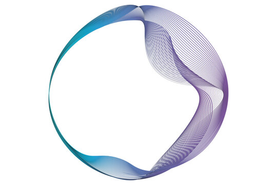 Vector abstract circles lines wavy in round frame colorful spectrum light isolated on black background with empty space for text in concept technology, digital. vector illustration
