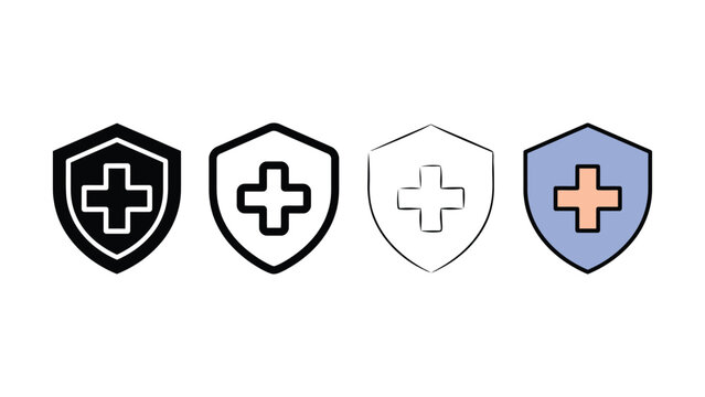 Medical protection shield healthcare icon editable stroke vector