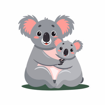 Koala-Baby klammert sich an Mutter
