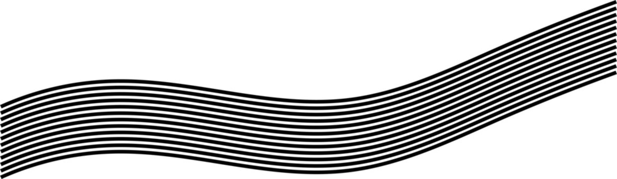 Multiple parallel wavy lines vector graphic, Abstract linear black wave pattern, Modern geometric striped design element, Group of flowing curves