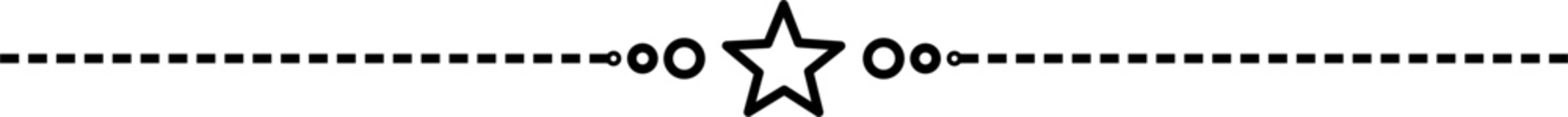 Star element dashed line divider, Creative star page separator, Playful horizontal text break design, Dotted border accent graphic