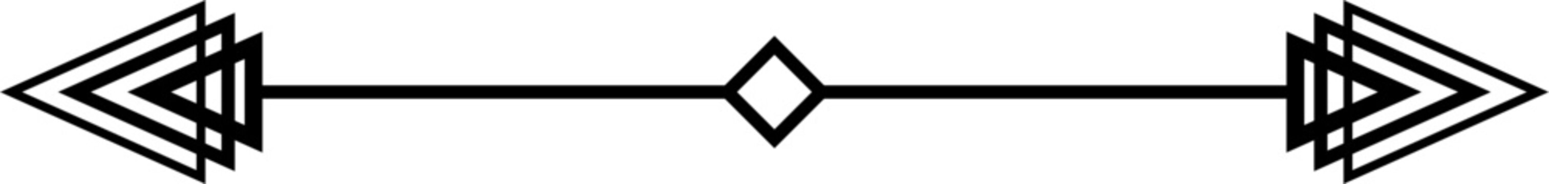 Modern art deco geometric arrow divider, Triple triangle page break design element, Symmetrical horizontal border separator