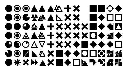 Fototapeta premium Geometric Shapes Collection Black Silhouettes On A White Background