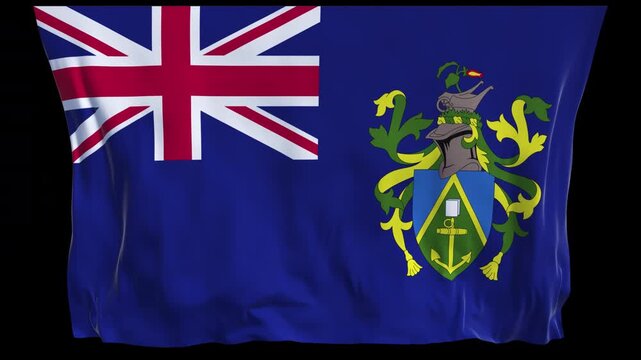 Professional animation of the Pitcairn Islands flag waving in the wind, ideal for Pacific travel, island history, regional stories, education, web banner use, and national holiday visuals.