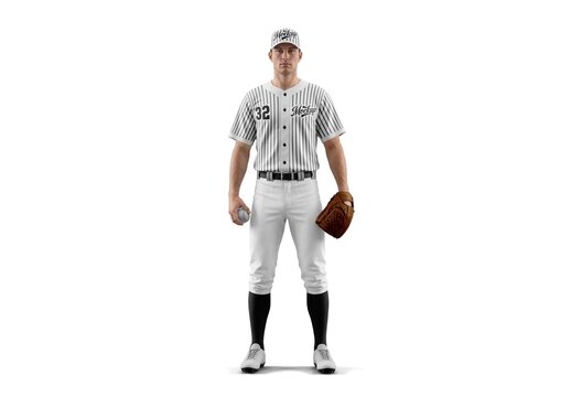 A Man Wearing A Full Pitcher Baseball Kit Uniform Mockup
