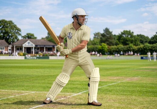 Athlete Cricket Uniform Mockup In A Batting Stance
