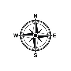 Obraz premium Compass rose silhouette on a white background navigational instrument