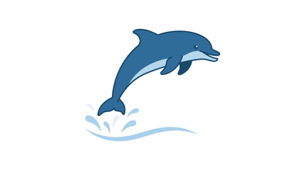Jumping blue dolphin illustration on white background. © Stephanie