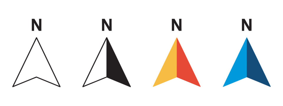 Compass icon vector set, navigation direction symbols for travel, orientation and exploration design concepts
