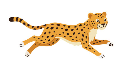 Happy cartoon cheetah running fast on white background. © Yara