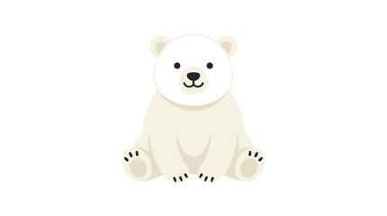 Cute polar bear cub sitting on white background. © Yusuf_M