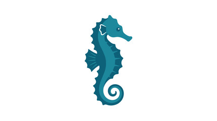 Cute blue seahorse cartoon aquatic illustration. © veronica