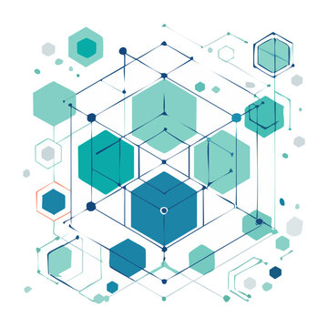 Isometric 3D geometric cubes on grid