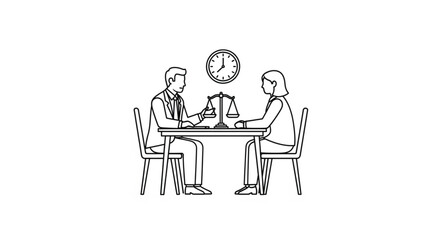 Obraz premium Two business people sitting at table.