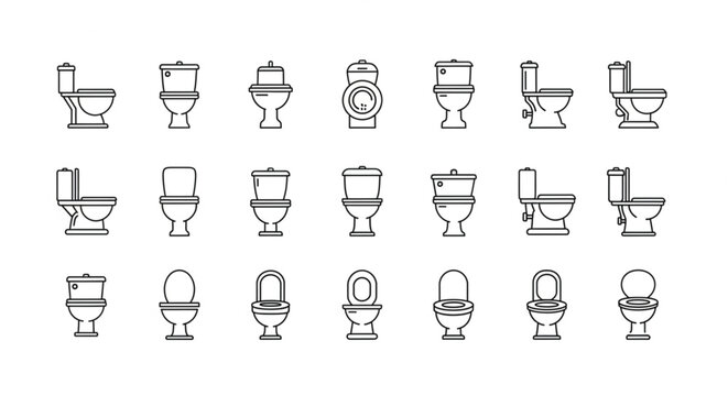 Toilets in various styles and shapes.