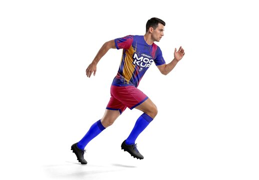 Soccer Player Wearing Raglan Jersey Mockup