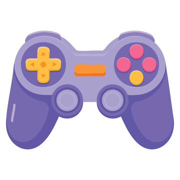 Vector cartoon playstation stick controller illustration. Fun gaming console design suitable for gamer content, streaming and entertainment themes.