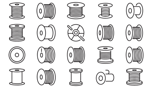 Wire Storage and Cable Drum Symbol Collection for Industrial Design