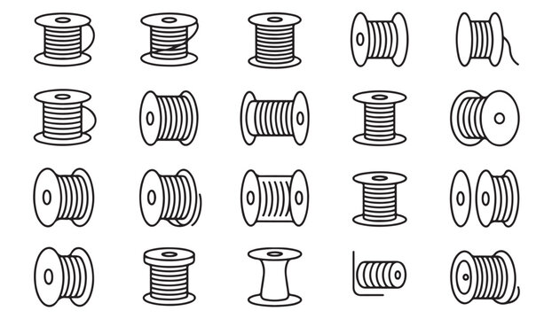 Electrical Cable Reel Icons for Power and Network Infrastructure