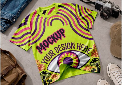 T Shirt Concrete Surface Mockup