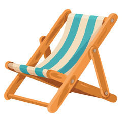 Seaside leisure deckchair in stylized vector design. Perfect for beach vacation graphics, summer travel themes and relaxing coastal artwork. © Nass Studio