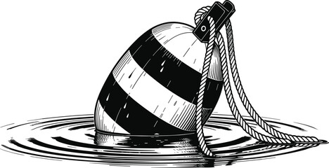 Black and White Buoy Floating on Water nautical marine © VaskorChandra