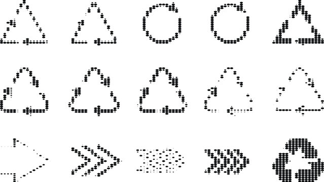 Recycle symbol variations triangle arrows arrows icons set environmental protection recycling process.
