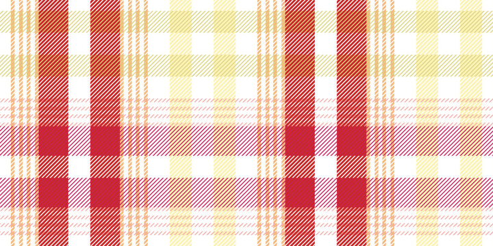 A classic Scottish twill fabric with a red and yellow geometric pattern for festive tablecloths and napkins