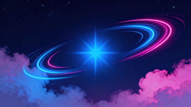Cosmic star with glowing rings
