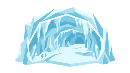 Intricate ice cave interior with stalactites and stalagmites. © Muhammad