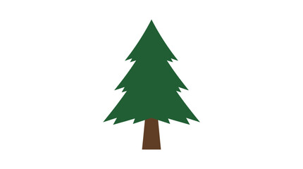 Fototapeta premium Stylized green evergreen pine tree icon on white background.