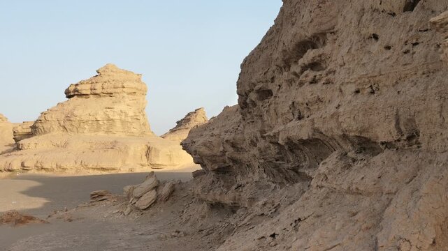 Weathered Sandstone Cliff Texture with Eroded Layers