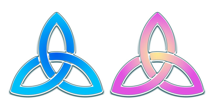 Set of two triquetra celtic knots isolated on transparent background