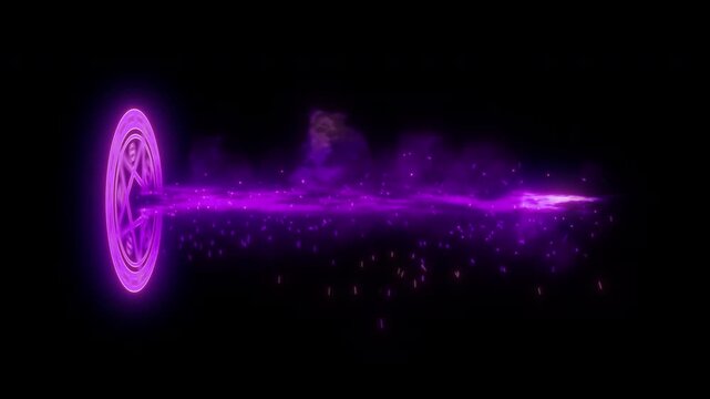 Purple Magical Rune Circle with Energy Beam Animation