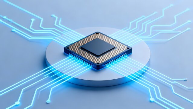 Microchip with glowing circuit connections