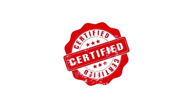 Red grunge certified rubber stamp icon on white background